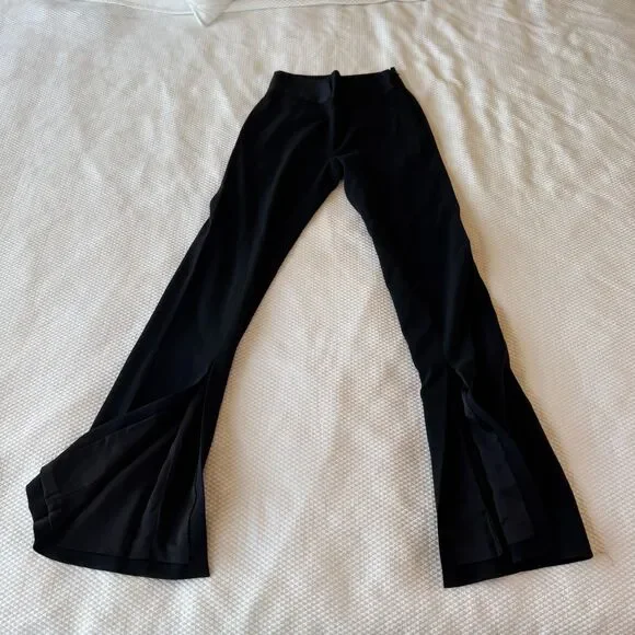 Jonathan Simkhai Black Slit Hem High Waisted Flare Womens Pants Size 4 - Picture 4 of 8